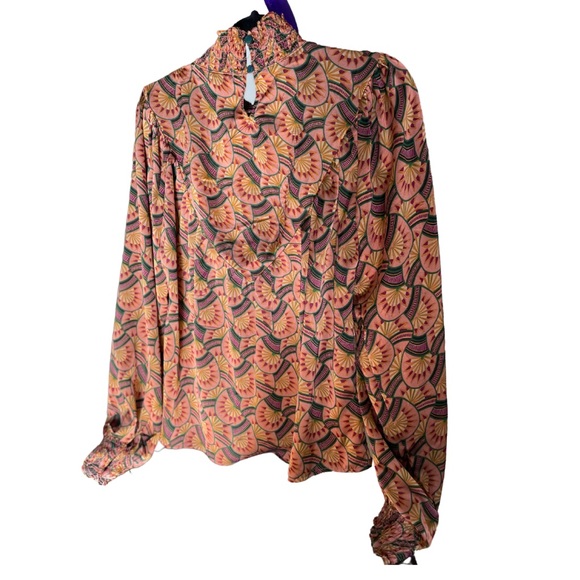 Vintage Anthropology Eva Franco Long Sleeve Pattern Blouse - Picture 8 of 8